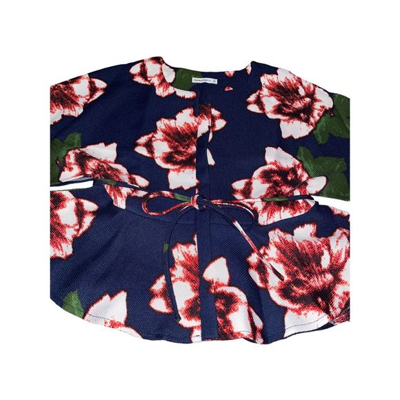 New Marina Kaneva Floral Zip Up Tie Waist Top 10 - Picture 2 of 9